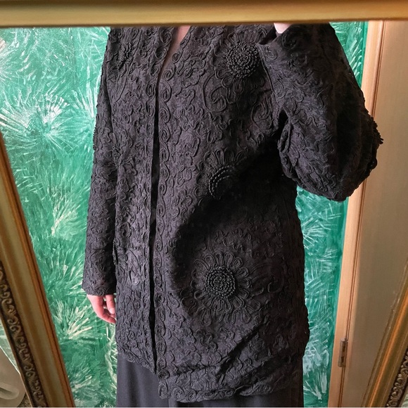 Black Thick Lace Mesh Cardigan - sheer - Picture 1 of 8